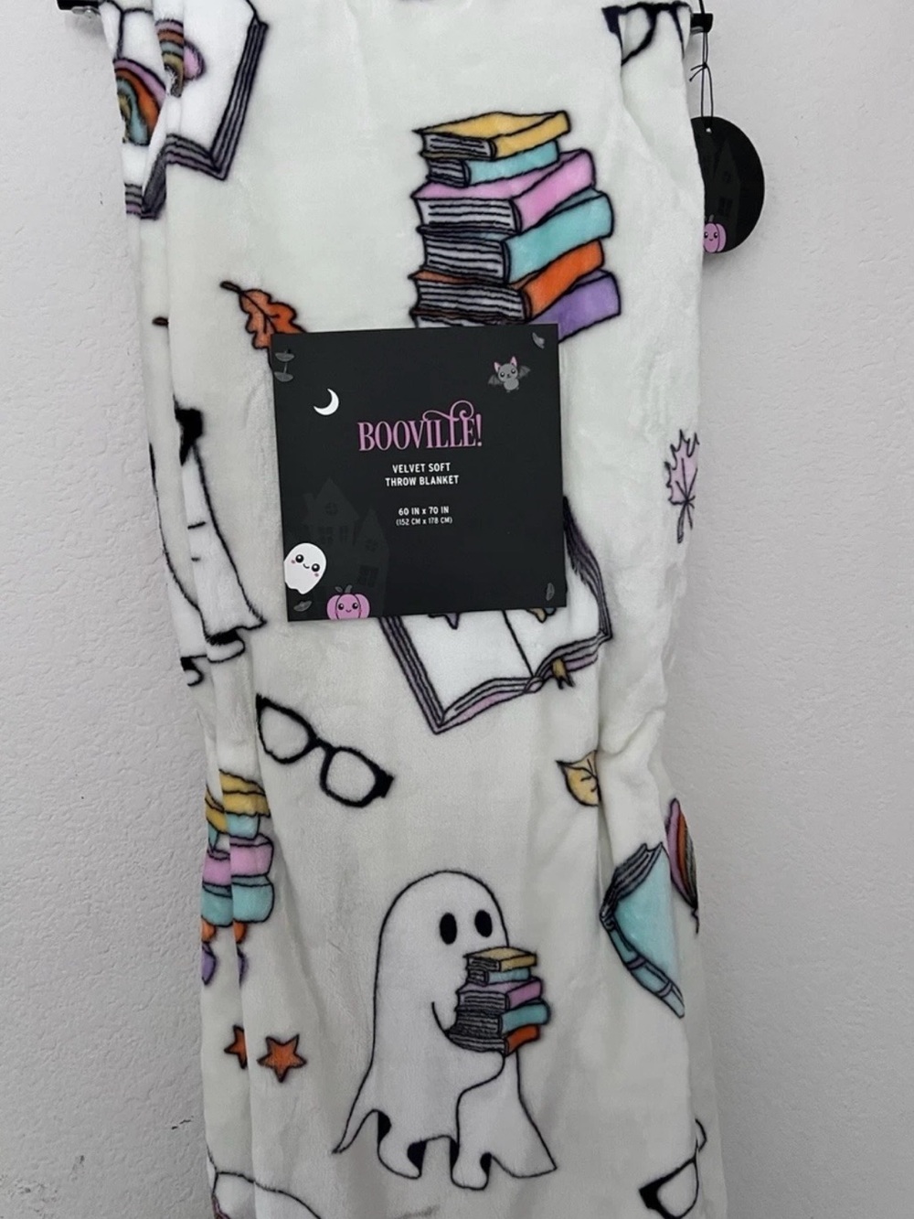 Ghost Reading Book Halloween Throw Blanket
